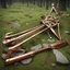 Placeholder: medieval automatic crossbow, bolt magazine on top, copper gearpunk, loading handle