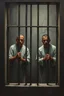 Placeholder: Innocent Prisoners behind bars , Bosch painting styles dark emotions with no hope