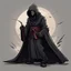 Placeholder: A assassin Black Hand Robe on the hunt to silence their target, in cartoon art style