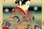 Placeholder: Cat in a kimono, ukiyo-e, Hokusai