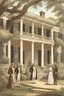 Placeholder: Illustrate a grand plantation setting in the 1800s, with Isaac Franklin and John Armfield as wealthy slave owners. Highlight their opulent lifestyle and the beginning of their partnership.