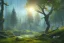 Placeholder: forest trees sunshine mountains