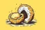 Placeholder: deep fried cheesecake bite, with a bite taken out clean vector style, bold outline