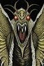 Placeholder: Moth / shark hybrid demon in the style of Berserk manga