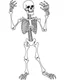 Placeholder: outline art for halloween coloring pages for kids with cartoon cute happy skeleton , white background, Sketch style, full body, only use outline, clean line art, white background, no shadows and clear and well outlined, coloring page for kids,