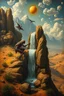 Placeholder: Hieronymus Bosch Style high quality picture in it aliens carryingwaterfall in the desert