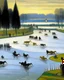 Placeholder: An icy racing course painted by Georges Seurat