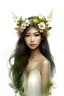 Placeholder: white background, turn this into magical fairy goddess, there are flowers on the head