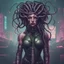 Placeholder: Medusa as a human in the style of cyber punk