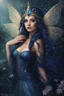 Placeholder: Midnight blue,Dark blue hair,night,dark fairy princess ,elven crown,elven ears,sparkle,glitter,gold armor,dragonflies,rapunzel hair,water lilies