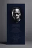 Placeholder: An extremely formal, funeral program for a black man on darkest blue deeply pigmented velvet paper with brilliant, brightest heavy white fonts, simple, minimalistic, less element, very dramatic lighting, detailed, white printers elements,