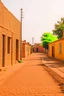 Placeholder: Sudan, muslim country, streets and brick homes, no people