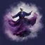 Placeholder: Hyper Realistic Sufi Whirling with Purple & Maroon, Islamic Sufi Rustic Grungy navy-blue Background with silver fog around at night