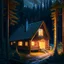 Placeholder: Generate an image of a cozy cabin nestled in a pristine Norwegian forest, surrounded by towering trees, with a warm glow emanating from the windows, symbolizing a peaceful retreat where artists find inspiration and solace.