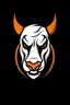 Placeholder: angry bull terrier hockey logo, thick lines, vector simplified, black white and orange