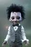 Placeholder: Edward scissorhands toddler, full body, jump, bokeh, hyper realistic