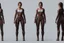 Placeholder: Female character full anatomy Proportions of the character the head-to-body ratio . Front, Side, and Back Views: Provide multiple views of the character, including front, side, and back mode sheet .stylized animation character 8k Art station.