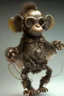 Placeholder: small cute steampunk mechanical monkey, made of metal with mechanical wings, cute hands and feet