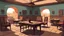 Placeholder: Digital Painting, Old Room, 1900AD, Village, table, Vector, Meeting room, Flat Color, Kurd History, illustration, general, plan, chairs Map,