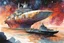 Placeholder: create an interstellar container ship caught in a swirling celestial maelstrom, cosmic patterns, and dreamlike scenes, stars, planets, in the comic book style of Bill Sienkiewicz and Jean Giraud Moebius, ink wash and watercolor, highly detailed and sharply defined