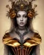 Placeholder: upper bust portrait, the queen of the elements (earth, wind, fire, water), corset, intricate metal work crown, the elements around like a cloak, 8k resolution concept art, dynamic lighting, intricately detailed, hyperdetailed, beautiful, ethereal, elegant, golden hour, (elemental), gothic, earth art