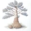 Placeholder: pinecone, tree, colored pencil drawing, realistic, serene, landscape, detailed