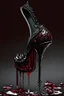 Placeholder: dark fantasy, intricate cover, a whimsical fairytale, high-heeled shoe made of glass with a single drop of blood at its heel