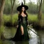 Placeholder: Brooke Adams as a medieval attractive witch in the swamp, in her agent provocateur light dress