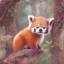 Placeholder: pixar art style of cute red panda baby in natural environment, monotone color, full body, by mobeius, au naturel, hyper detailed, digital art, trending in artstation, cinematic lighting, studio quality, smooth render, unreal engine 5 rendered, octane rendered, art style by klimt and nixeu and ian sprigger and wlop and krenz cushart