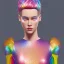 Placeholder: Glittery rainbow dress on mannequin