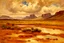 Placeholder: Arid land, clouds, mountains, rocks, puddle, vegetation, max liebermann impressionism painting