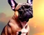 Placeholder: a detailed illustration of a french bulldog, phoenix bird wallpaper, luminescent body, full body, symmetrical body, realistic, glowing muscles, sharp focus, meticulously detailed, soft evening sky, 64k