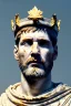 Placeholder: Realistic image, Roman sculpture made in white marble with gold veins, Lionel messi with gold laurel leaves crown, decorative star on the chest, waist up portrait, marble material, gold ornaments, Baroque style, sun rays background, epic, celestial, cinematic lighting, God lights, 4k resolution, smooth details, soft lighting, unreal engine 5, art station, substance 3d.