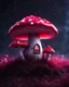 Placeholder: A solitary floating mushroom house on a clear night. silver and red and pink, Dark cosmic interstellar. Detailed Matte Painting, deep color, fantastical, intricate detail, splash screen, hyperdetailed, insane depth, concept art, 8k resolution, trending on Artstation, Unreal Engine 5, color depth, backlit, splash art, dramatic, High Quality Whimsical Fun Imaginative Bubbly, perfect composition