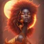 Placeholder: sango fantasy, fantasy magic, intricate, sharp focus, illustration, highly detailed, digital painting, concept art, matte, masterpiece head sexy view black African beauty black afro hair space lady orange carp skin African space night