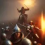 Placeholder: frank frazetta style, medieval battle, storm, siege weapons