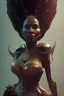 Placeholder: Pam Grier as evil queen in black leather, leather, busty, cleavage, angry, stern look. character design by cory loftis, fenghua zhong, ryohei hase, ismail inceoglu and ruan jia. unreal engine 5, artistic lighting, highly detailed, photorealistic, fantasy.