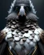 Placeholder: "black feathered, rogue, mysterious Kenku male, bird, full-scale head and shoulders portrait, 8k resolution concept art portrait by Greg Rutkowski, Artgerm, WLOP, Alphonse Mucha dynamic lighting hyperdetailed intricately detailed Splash art trending on Artstation triadic colors Unreal Engine 5 volumetric lighting Splash art fantasy"