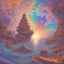 Placeholder: 3dhd whimsical stylized fractal recursive gothic majestic colorful bioluminescent Florecent magical Space ambient, phychodelic vibrant contrasting colors flying rocks with mermaids with colored crop top sitting on eachone, violet colored clouds around, against a rainbow colored sun, Golden sand whirlwind in a corner , Indonesian atmosphere Popsurrealismo, Trippyart Hyperdetailed and intricate. Expansive splash paint