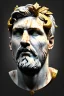 Placeholder: Ultra Realistic image, Roman sculpture, clean white marble material, Lionel Messi, gold Laurel leaves wreath, renaissance ornaments, one gold star, sun ornament, sun rays background, chisel style, waist up portrait, emperor style, epic, celestial, cinematic lighting, God light, god rays, 4k resolution, smooth details, ornate details, soft lighting, unreal engine 5, art station, substance 3d.