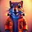 Placeholder: Squirrel toddler, smile, steampunk headphone, sunglass, gangsta neckless, full body, orange puffer jacket, tokio background, dramatic lighting, hyper realistic, unreal engine 5, 16k