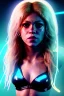 Placeholder: portrait, Shakira, blonde artist, angry, Realistic image, latex style dress. Skewers, loose long hair, eyes make up, perfect, glow, circle iris. Neon colors, leds, geometric shapes. Dark background, photo studio, neon lights. Cyberpunk, concept art, smooth, unreal engine 5, god lights, ray tracing, RTX, lumen lighting, ultra detail, volumetric lighting, 3d, finely drawn, high definition, 4k.