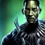 Placeholder: portrait, will smith in black panther suit, no mask, angry yelling, dark forest, dynamic lighting, 8k, ultra detailed