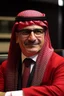 Placeholder: A Saudi lawyer wearing a modern red Saudi shemagh and headband law