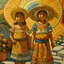 Placeholder: 2 mexican childeren painting neoclassism whole body zoom the sun