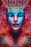 Placeholder: Face of a Alien Deity, centered, corals, plume made of geometry, extremly detailed digital painting, sharp focus in the style of android jones, artwork of a futuristic artificial intelligence superstar with frames made of detailed circuits, mystical colors, rim light, beautiful lighting, 8k, stunning scene, raytracing, octane, under water visual distortion, dark tones colors, holographic feeling, trending on artstation