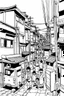 Placeholder: Poor neighborhood Tokyo, line arts, manga style