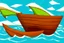 Placeholder: Small wooden ship, drawn in the style of Legend Of Zelda: Wind Waker, on a vast ocean, stylized, colorful, adventurous, no ships nor islands.