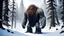 Placeholder: large humanoid hairy monster in the snowy forest