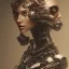 Placeholder: wonderfull portrait only woman half face robot rust, long black hair, intricate, sci-fi, cyberpunk, future,